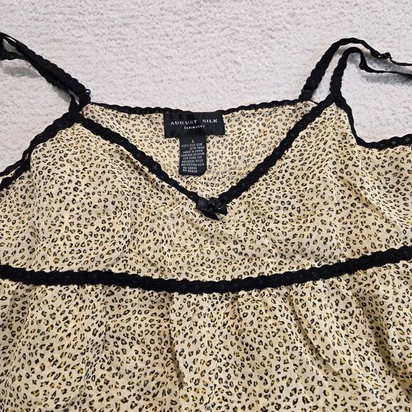 August Silk Intimates 2 pc Silk Babydoll Chemise Set with Matching Thong Size L - Picture 4 of 10